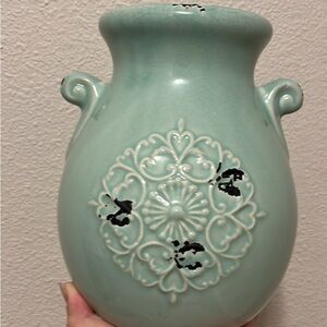Vintage 1970s Orejon Turquoise Table Vase